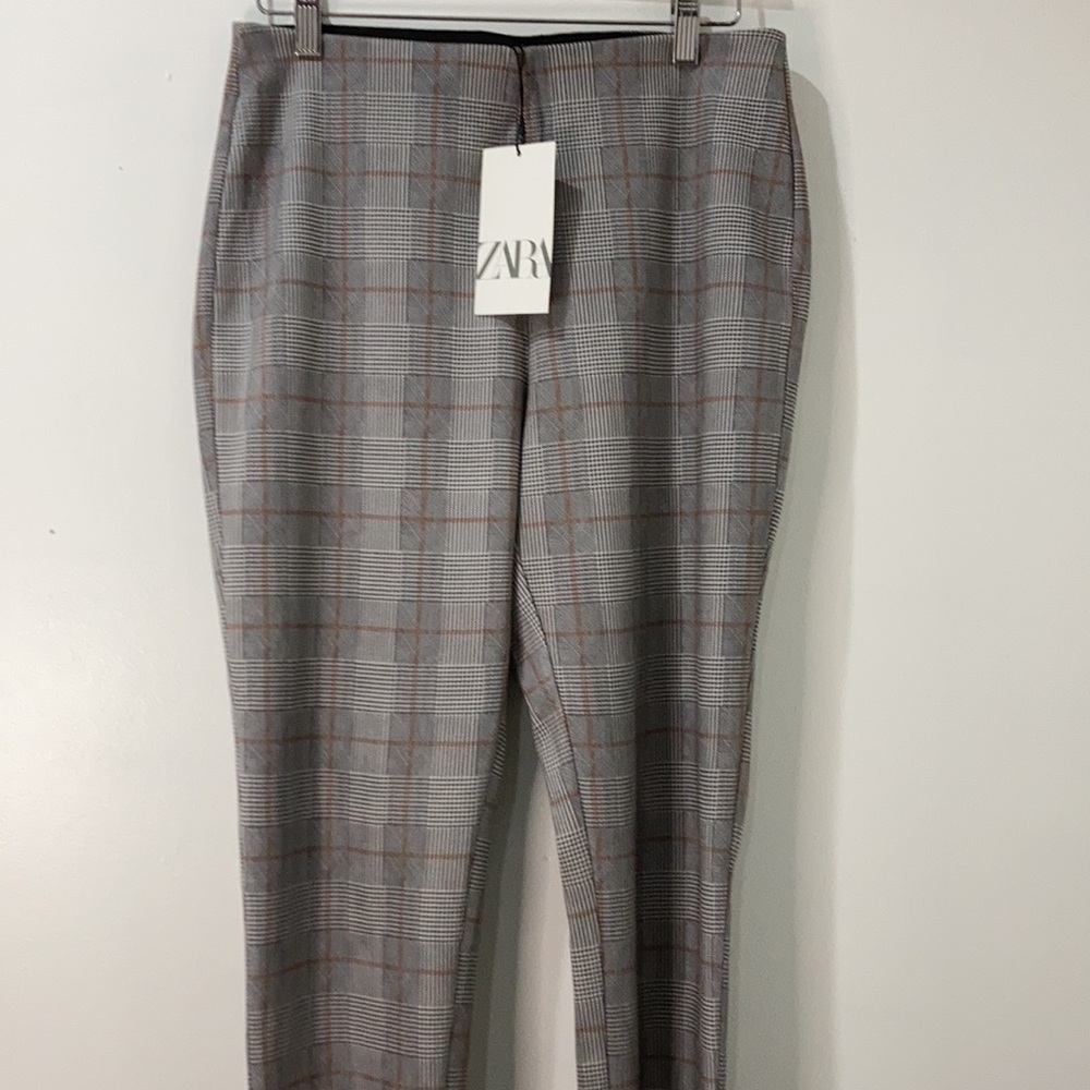 NWT Zara plaid straight leg pants large - Picture 4 of 6